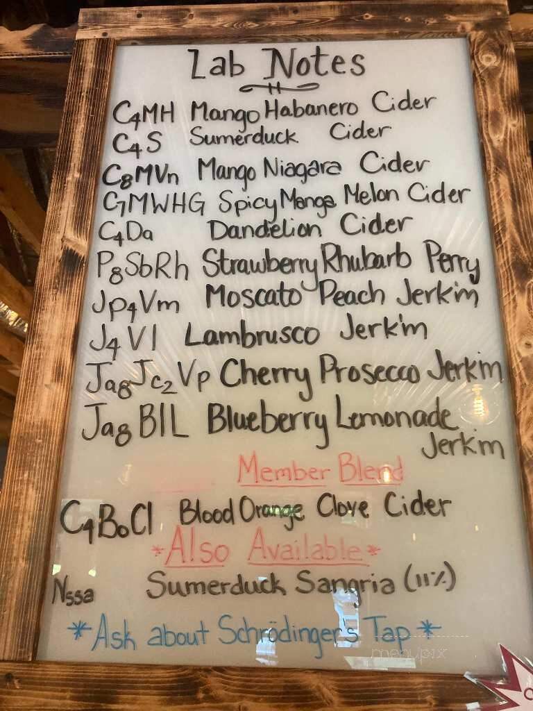 Cider Lab - Sumerduck, VA menu_pic