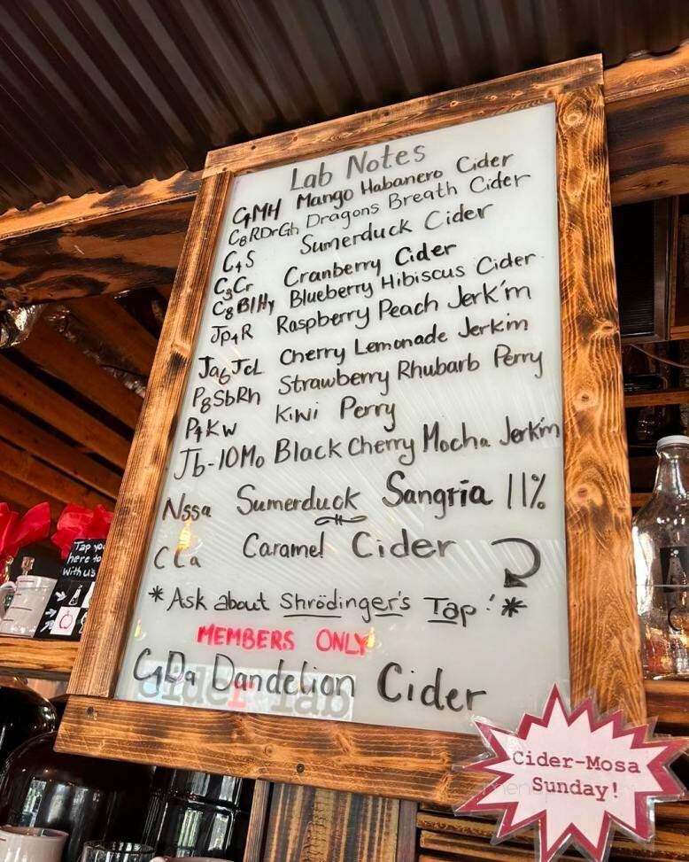 Cider Lab - Sumerduck, VA menu_pic