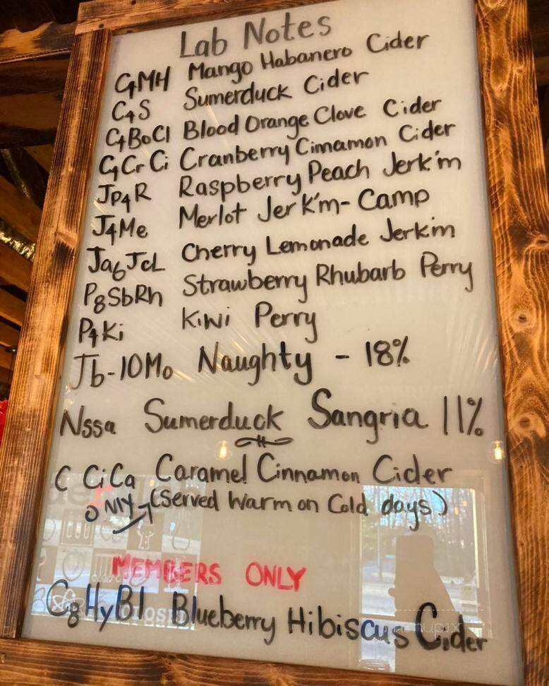 Cider Lab - Sumerduck, VA menu_pic