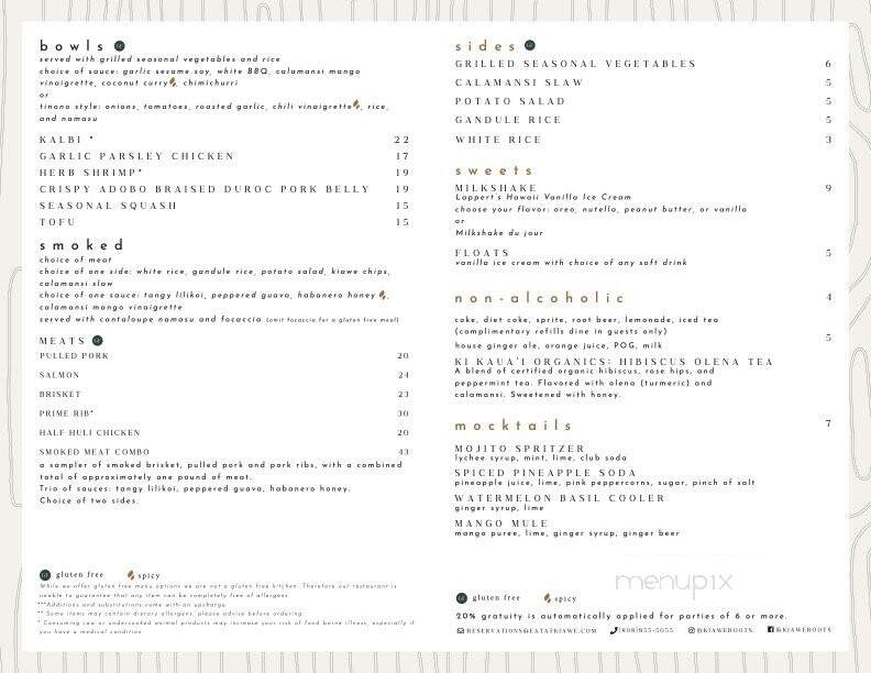 Kiawe Roots - Lawai, HI menu_pic