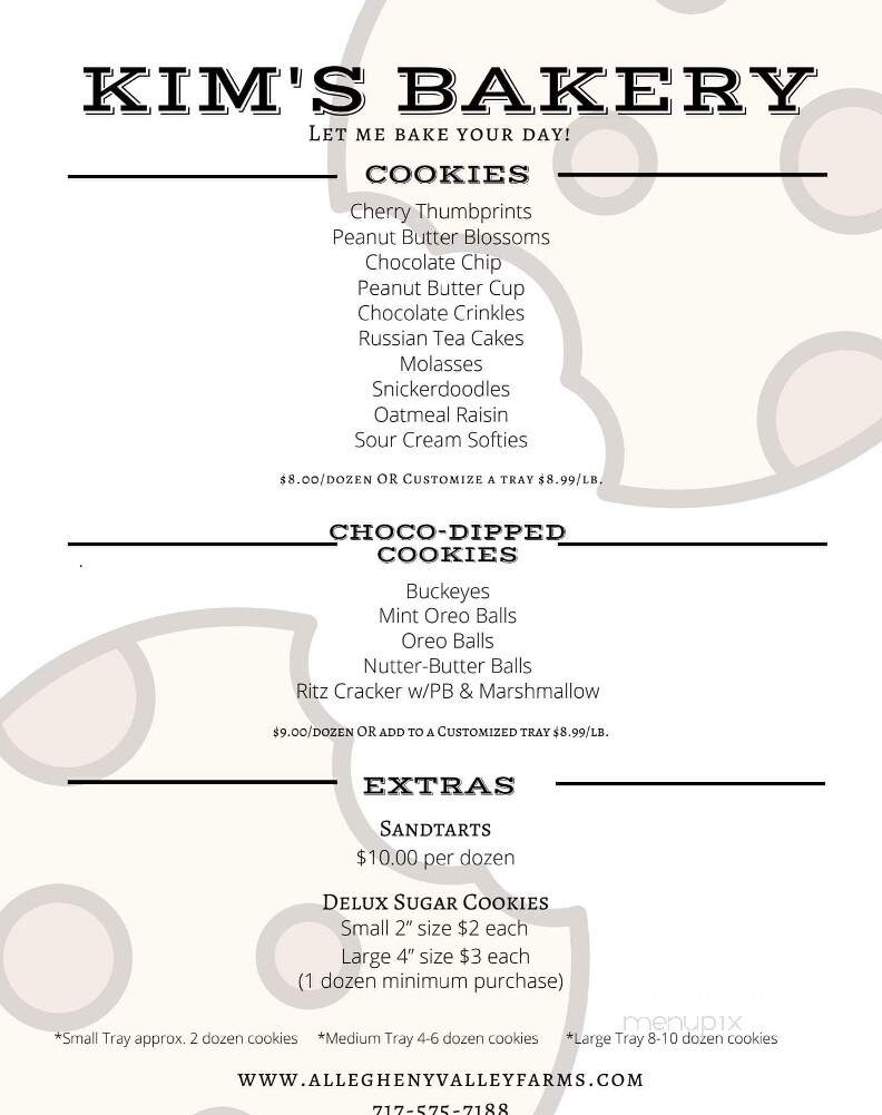 Kim's Bakery - Mohnton, PA menu_pic