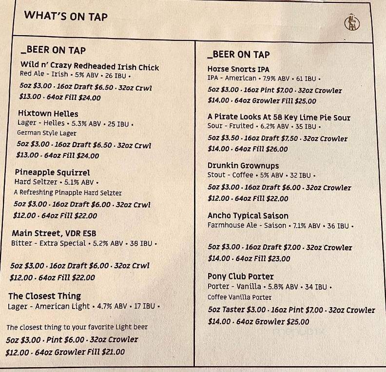 Hixtown Brewing Company - Villa Rica, GA menu_pic