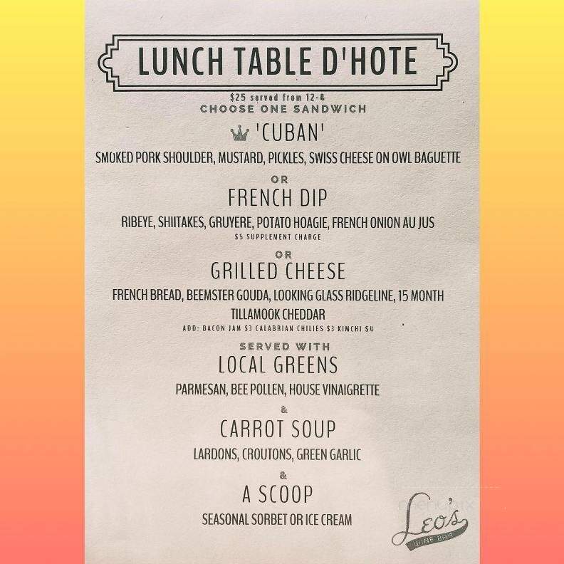Leo's House of Thirst - Asheville, NC menu_pic