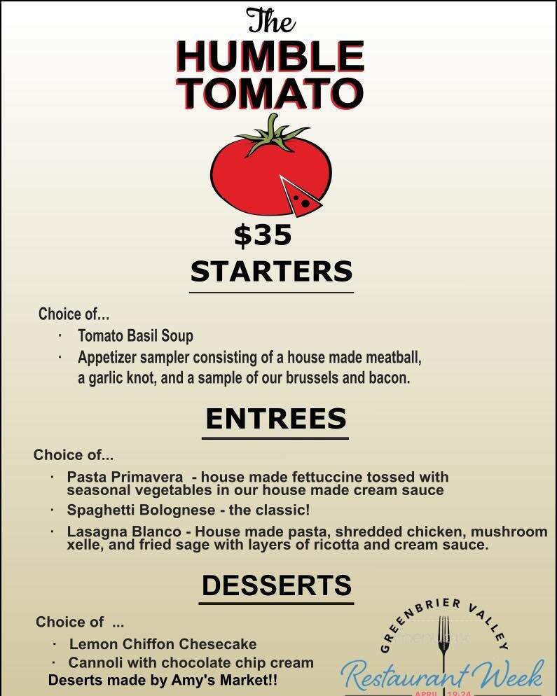 The Humble Tomato - Lewisburg, WV menu_pic