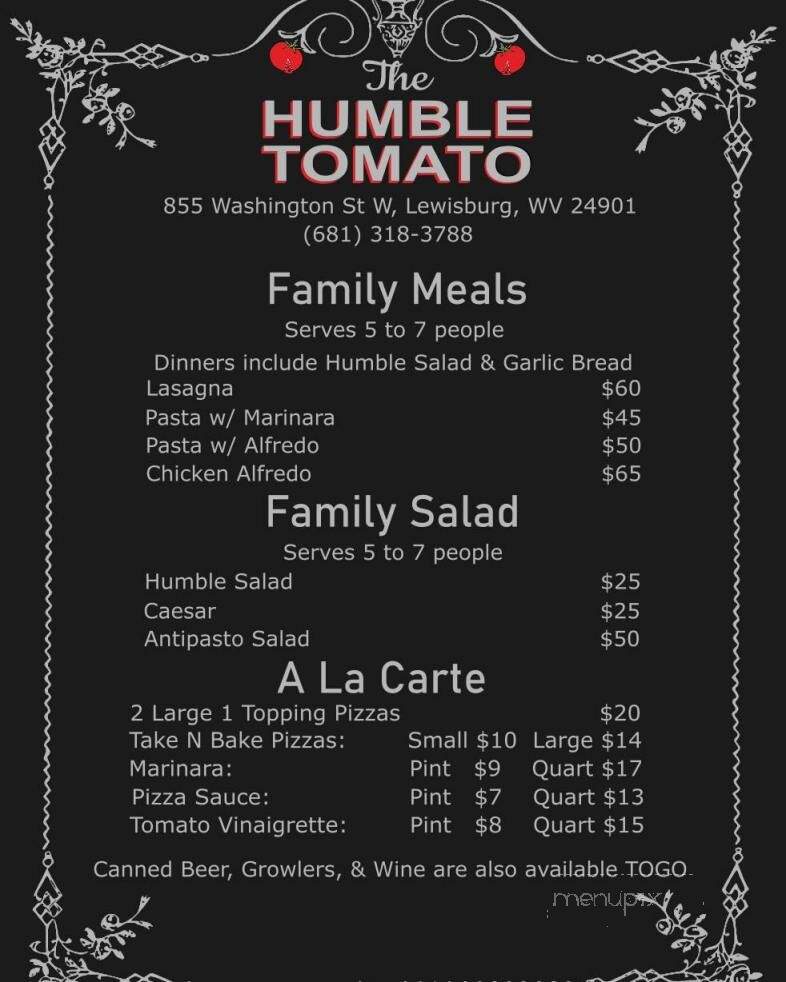 The Humble Tomato - Lewisburg, WV menu_pic