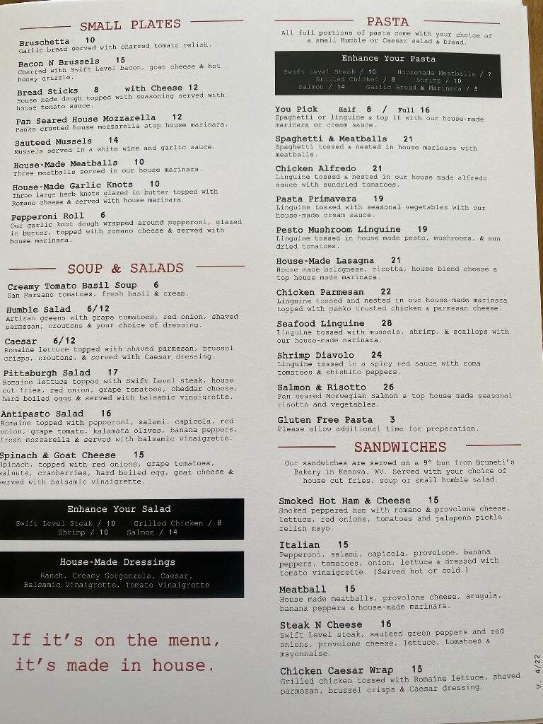 The Humble Tomato - Lewisburg, WV menu_pic