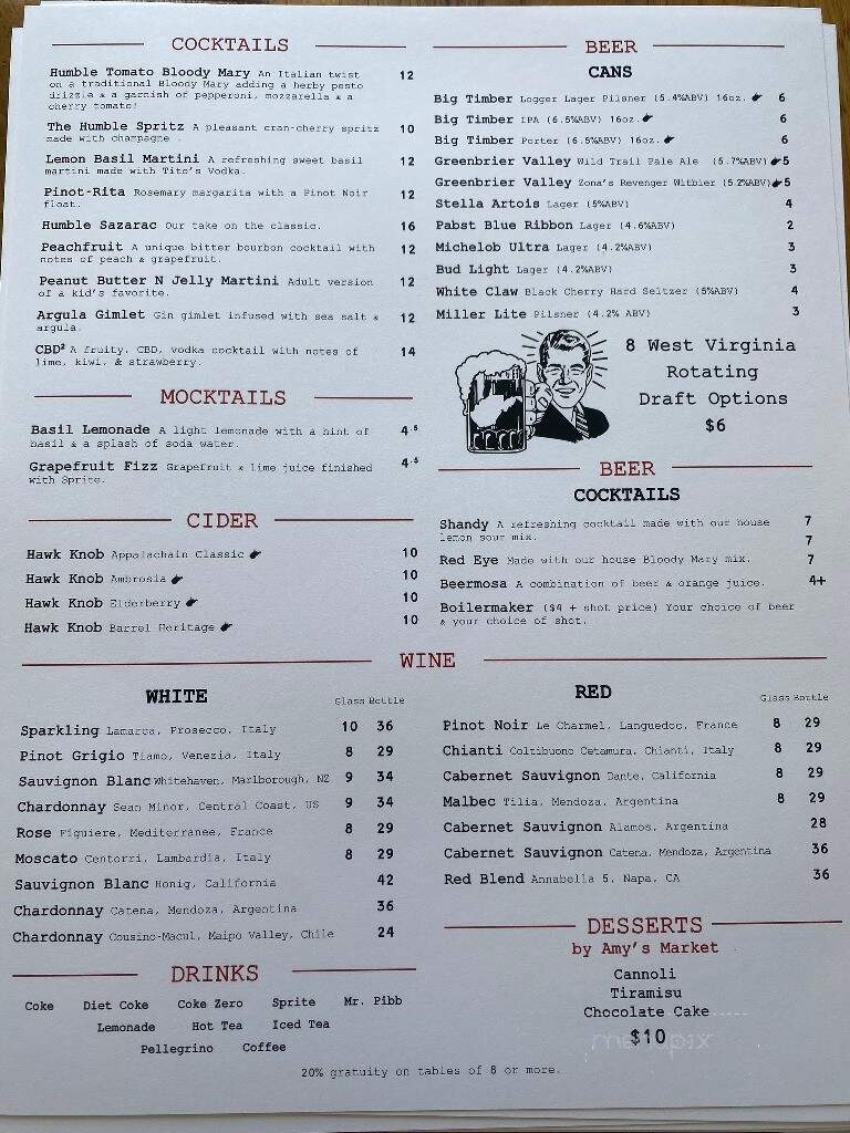 The Humble Tomato - Lewisburg, WV menu_pic
