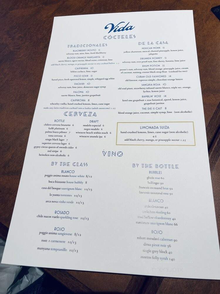 Vida the Vault - Knoxville, TN menu_pic