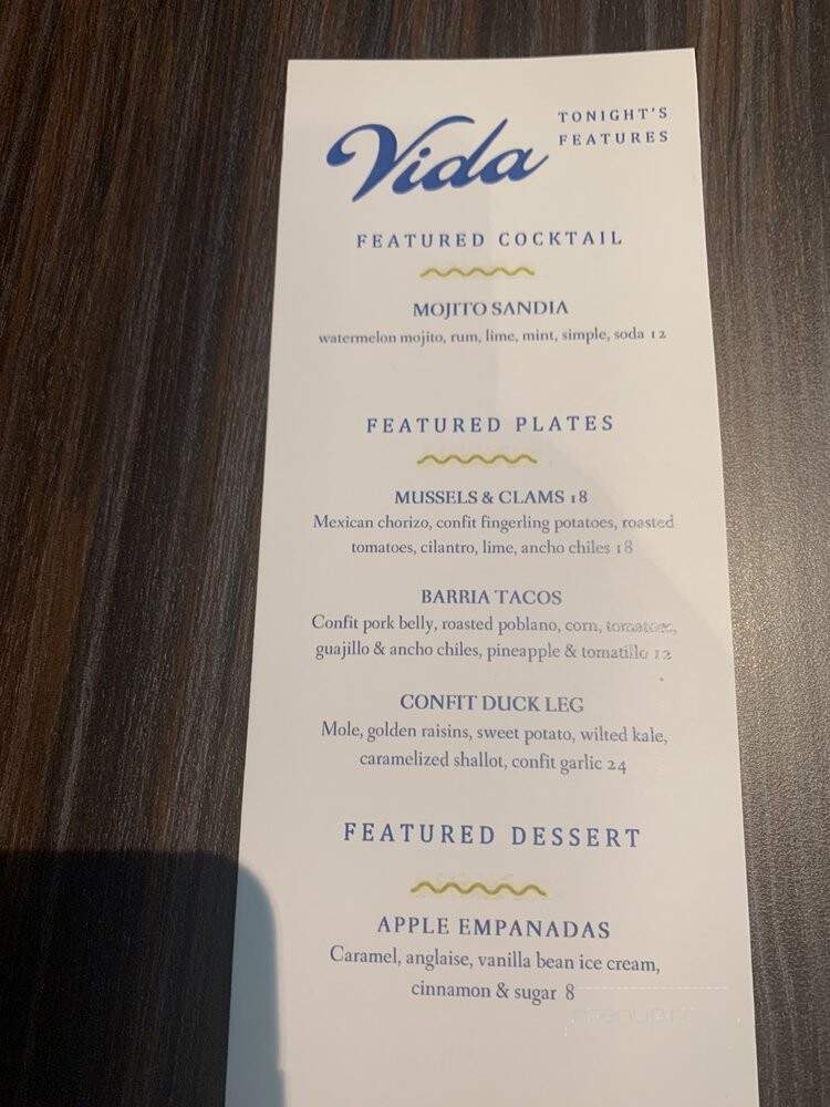 Vida the Vault - Knoxville, TN menu_pic