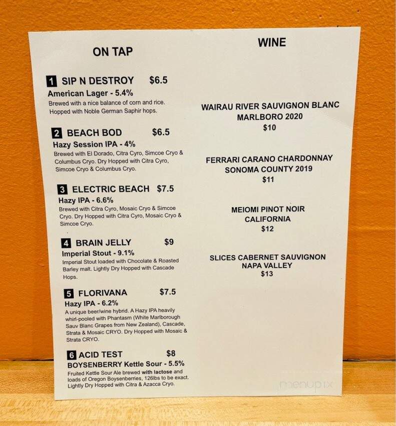 Ink Factory Brewing - Jacksonville Beach, FL menu_pic