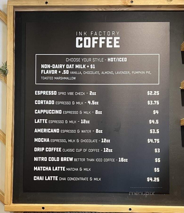 Ink Factory Brewing - Jacksonville Beach, FL menu_pic