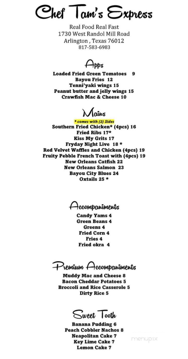 Chef Tam's Express - Arlington, TX menu_pic