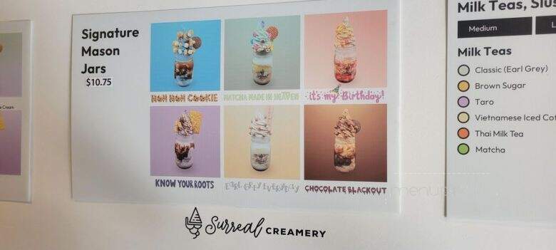 Surreal Creamery - Dresher, PA menu_pic