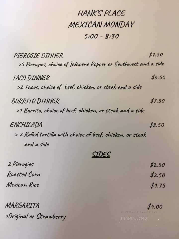 Hank's Place - Powhatan Point, OH menu_pic