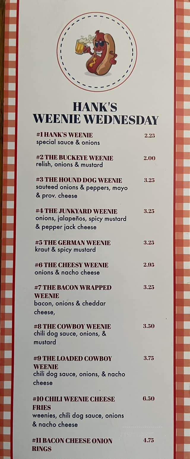 Hank's Place - Powhatan Point, OH menu_pic