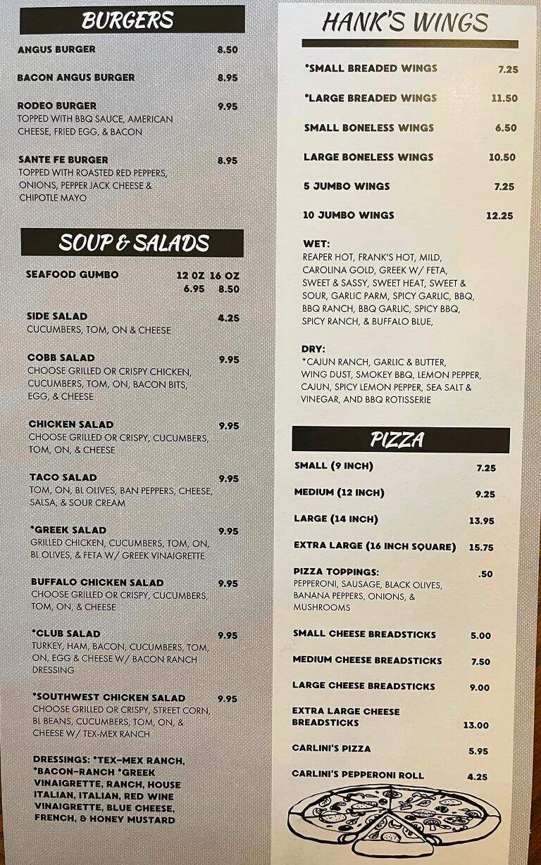Hank's Place - Powhatan Point, OH menu_pic