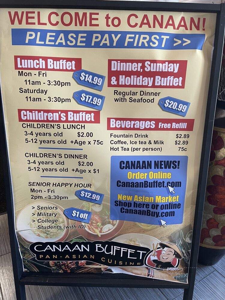 Canaan Buffet - Spokane, WA menu_pic