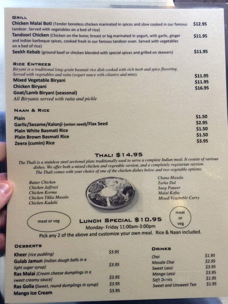 Taj Mahal Restaurant - Tyler, TX menu_pic