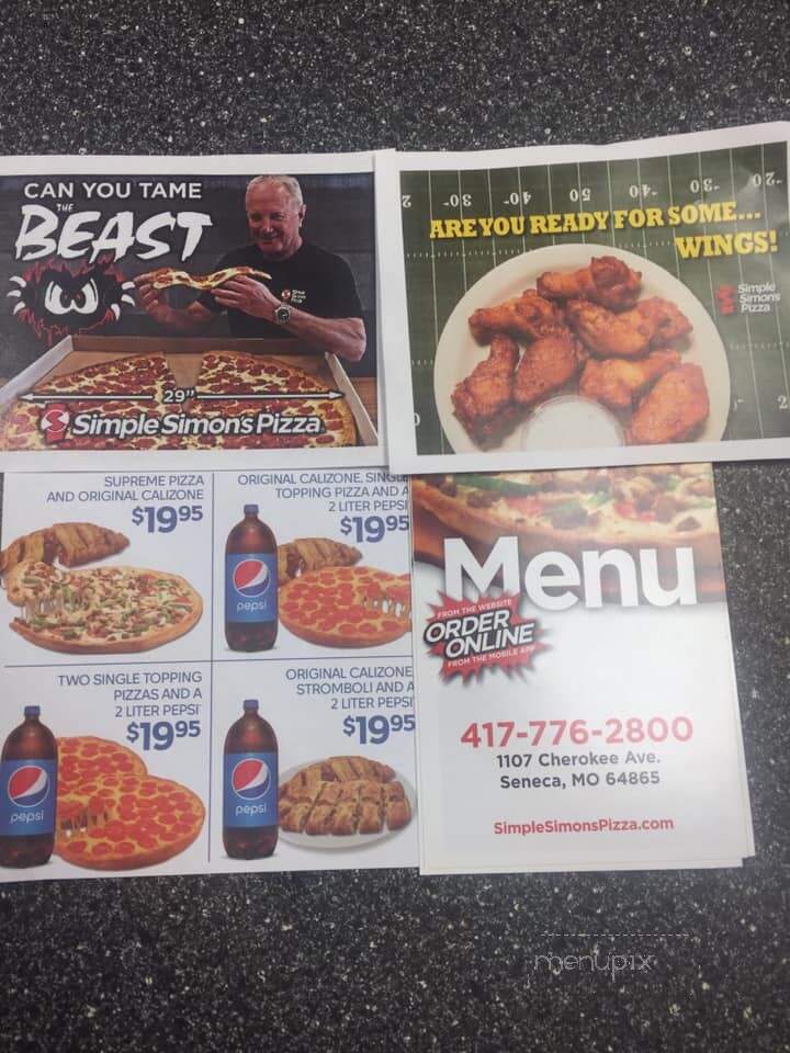 Simple Simon's Pizza - Seneca, MO menu_pic