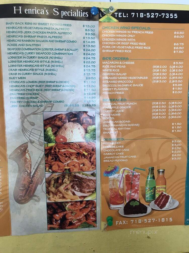 Henrica's Restaurant - Rosedale, NY menu_pic