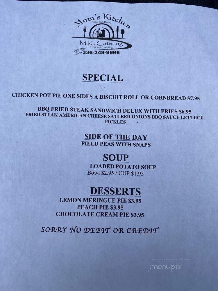 Mom's Country Kitchen - Reidsville, NC menu_pic