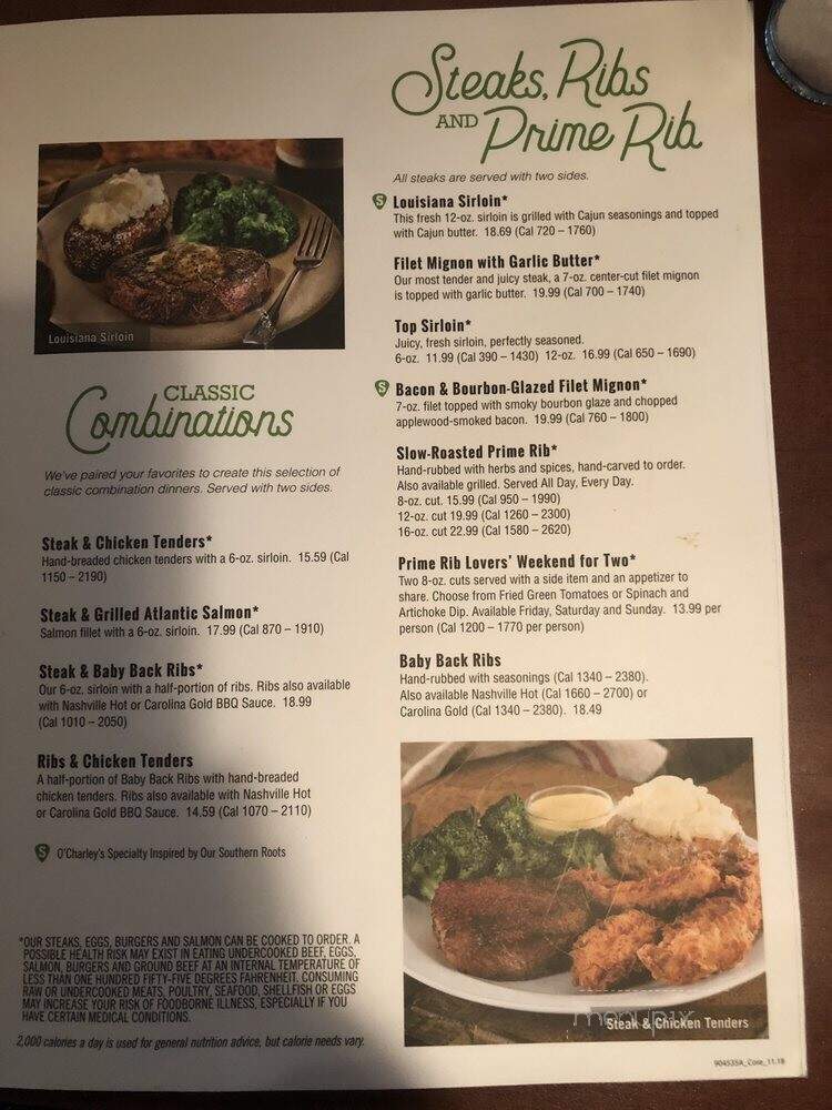 O'Charley's - Morristown, TN menu_pic