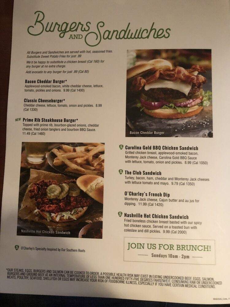 O'Charley's - Morristown, TN menu_pic