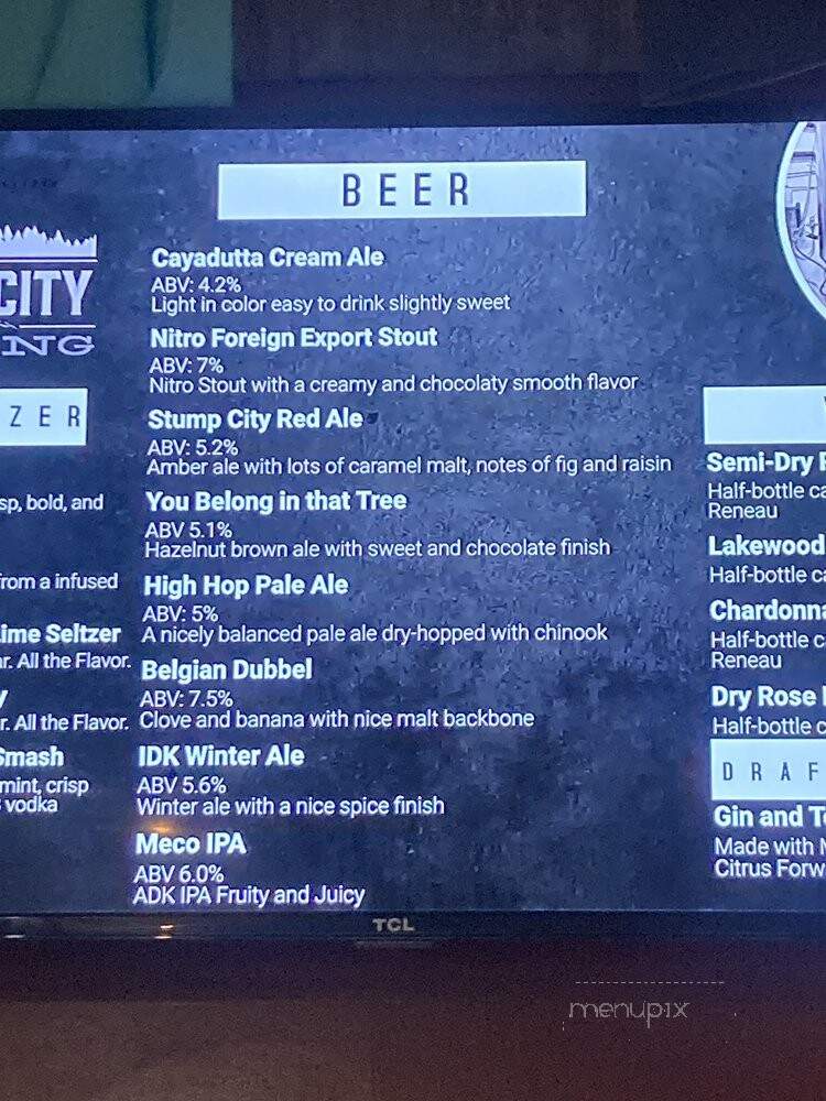 Stump City Brewery - Gloversville, NY menu_pic