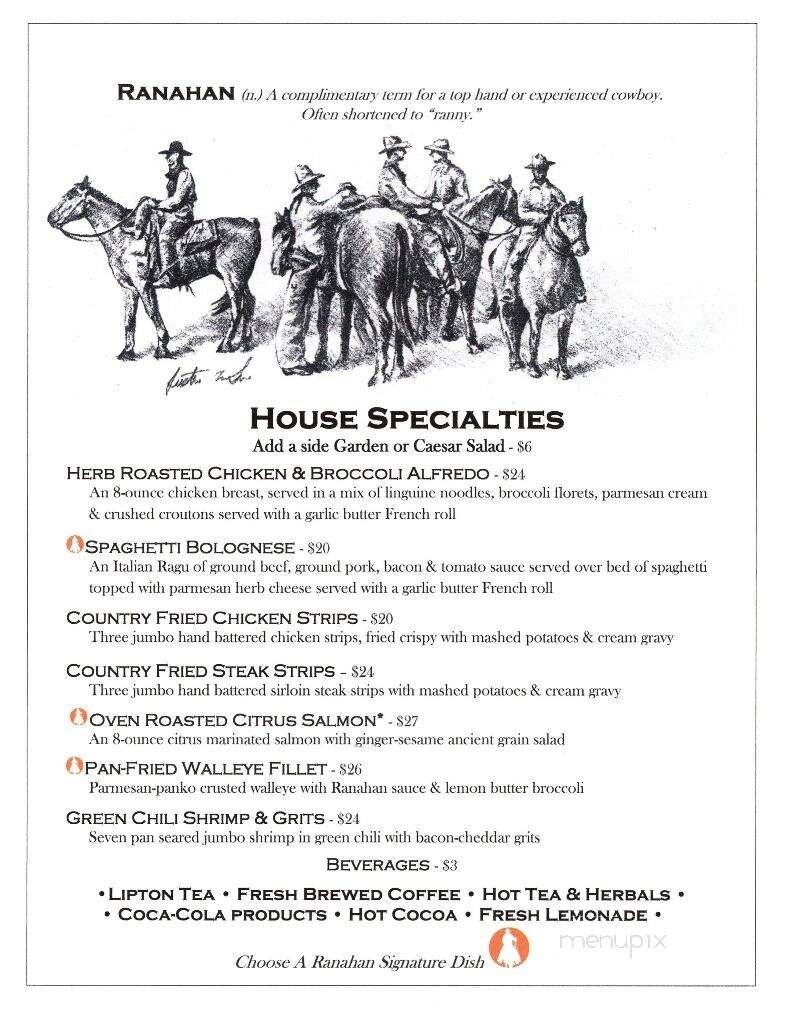 Ranahan Steakhouse - Douglas, WY menu_pic