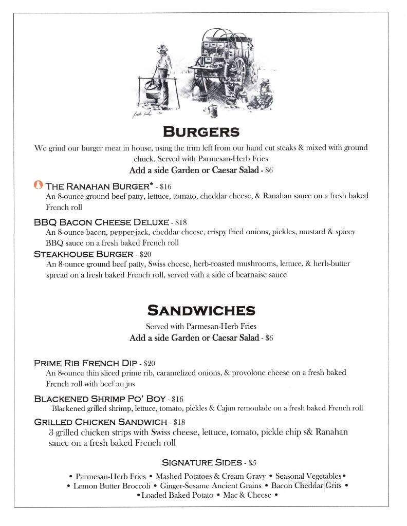 Ranahan Steakhouse - Douglas, WY menu_pic