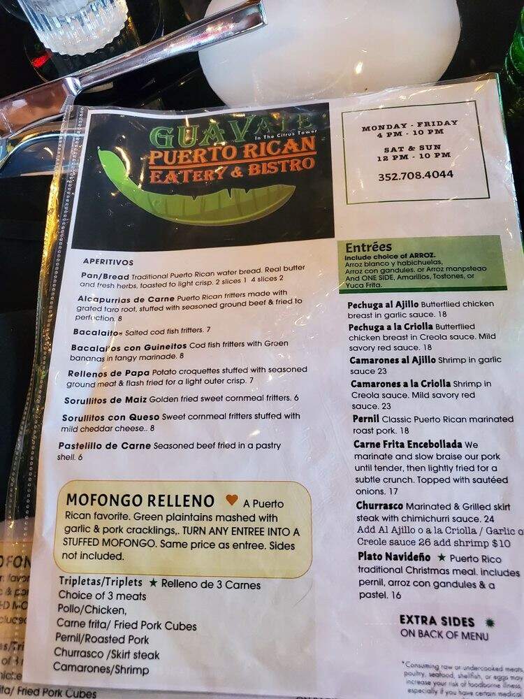 Guavate Puerto Rican Eatery and Bistro - Clermont, FL menu_pic