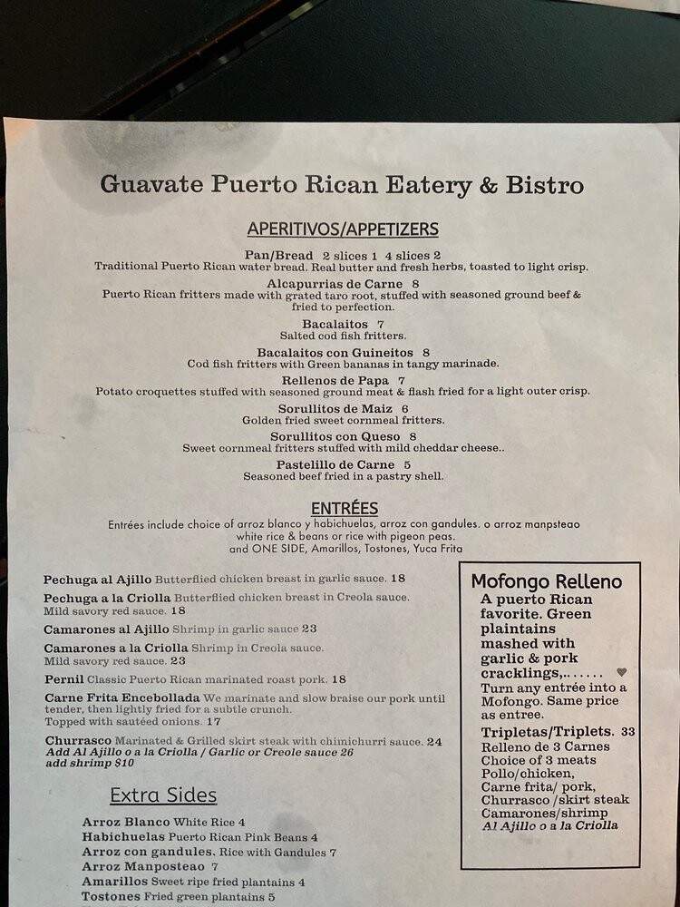 Guavate Puerto Rican Eatery and Bistro - Clermont, FL menu_pic