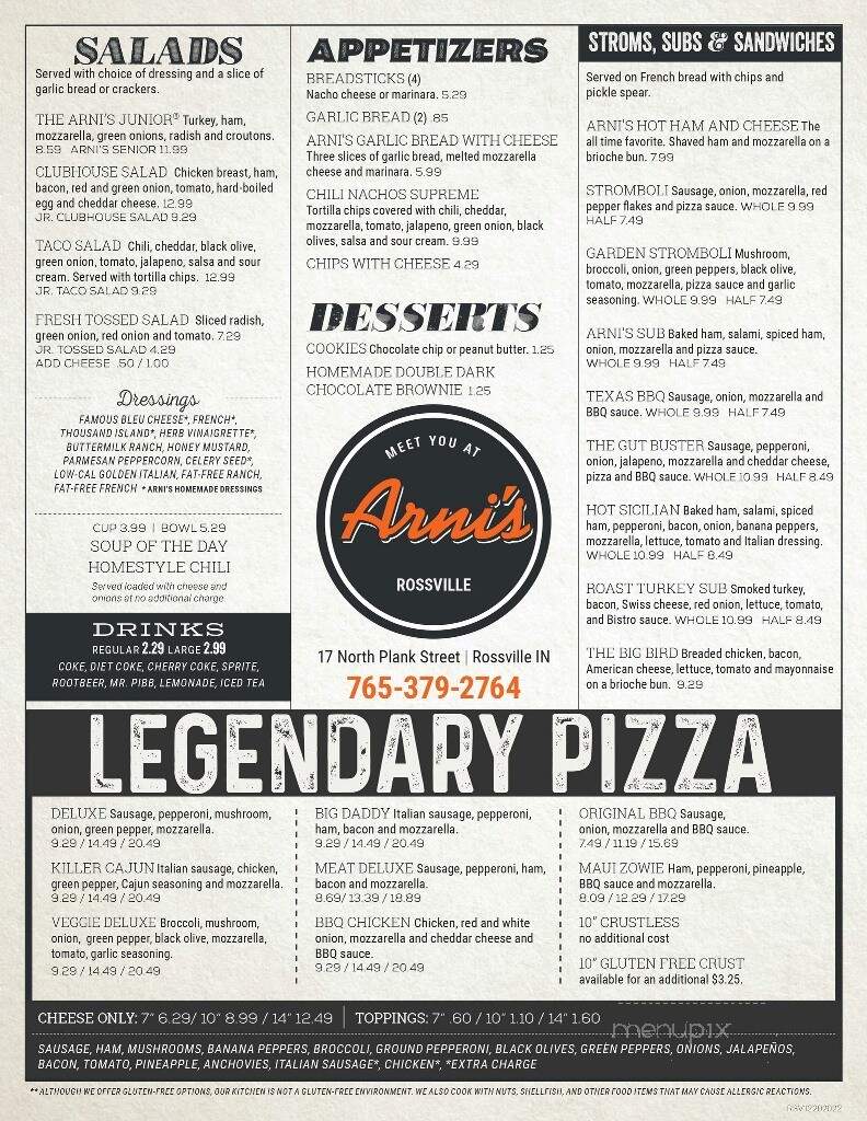 Arni's - Rossville, IN menu_pic