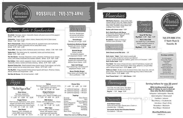 Arni's - Rossville, IN menu_pic