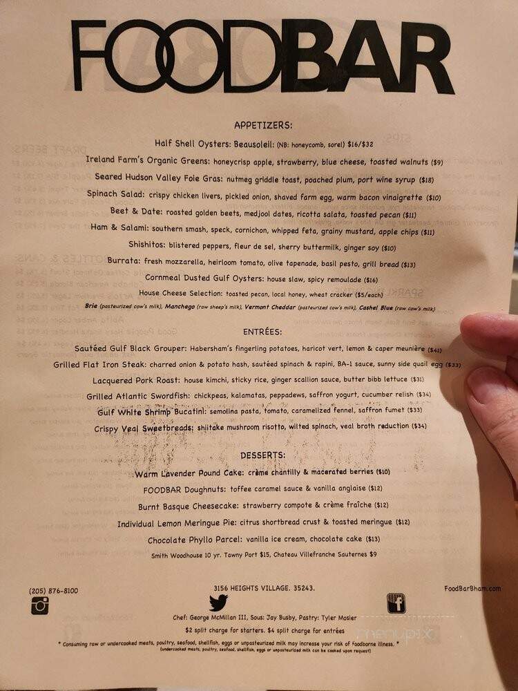 Food Bar - Vestavia Hills, AL menu_pic