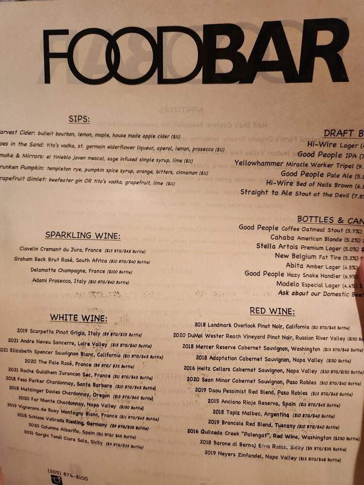 Food Bar - Vestavia Hills, AL menu_pic