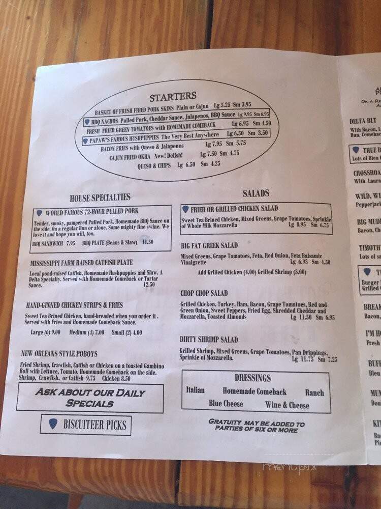 The Blue Biscuit - Indianola, MS menu_pic