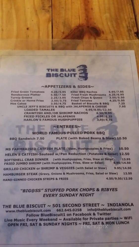The Blue Biscuit - Indianola, MS menu_pic