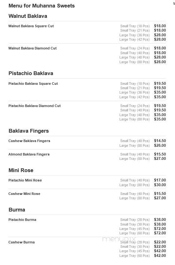 Muhanna Sweets - Tulsa, OK menu_pic