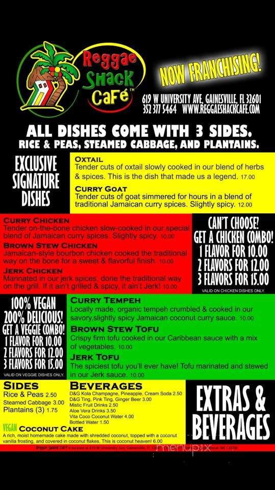 Reggae Shack Cafe - Gainesville, FL menu_pic