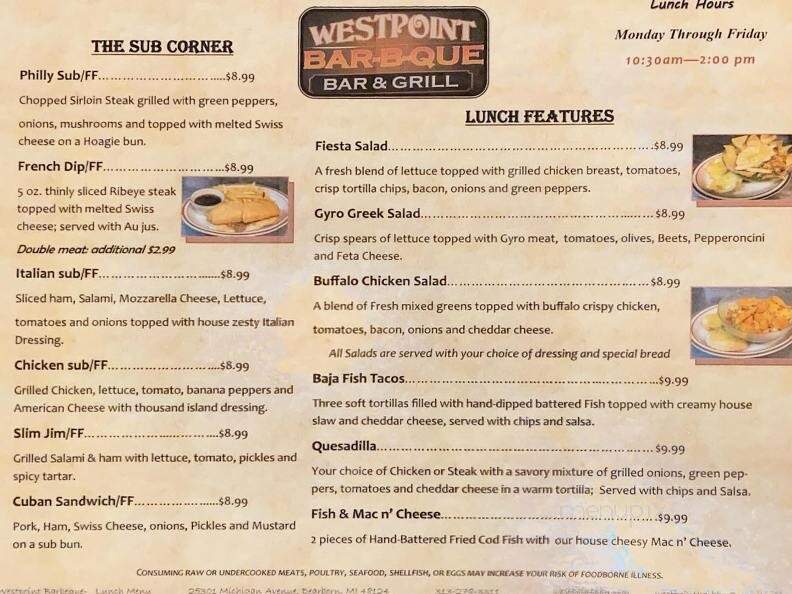 Westpoint Barbeque - Dearborn, MI menu_pic