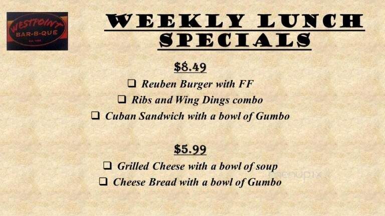 Westpoint Barbeque - Dearborn, MI menu_pic