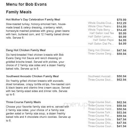 Bob Evans Restaurant - Flint, MI menu_pic