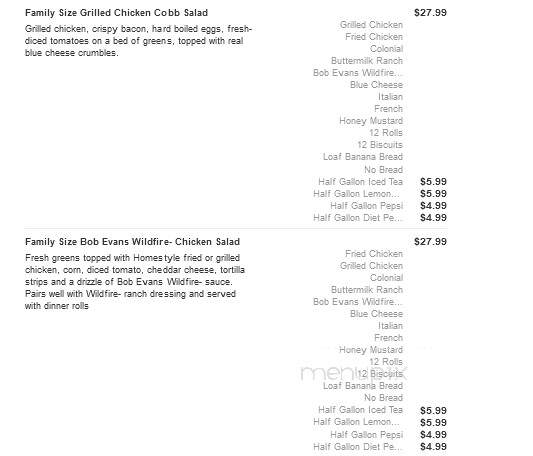 Bob Evans Restaurant - Flint, MI menu_pic