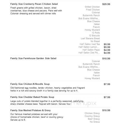 Bob Evans Restaurant - Flint, MI menu_pic