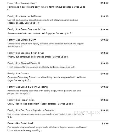 Bob Evans Restaurant - Flint, MI menu_pic