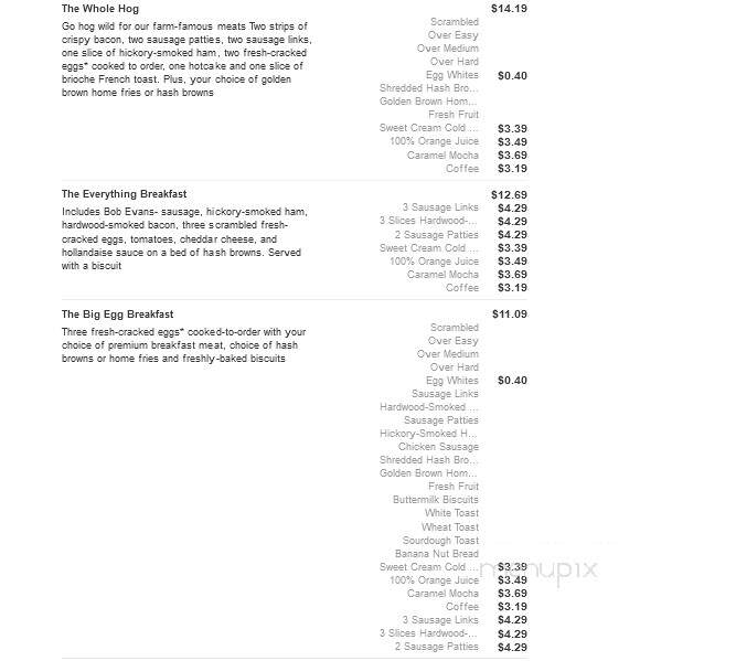 Bob Evans Restaurant - Flint, MI menu_pic