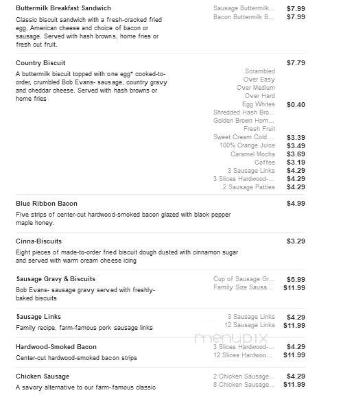 Bob Evans Restaurant - Flint, MI menu_pic