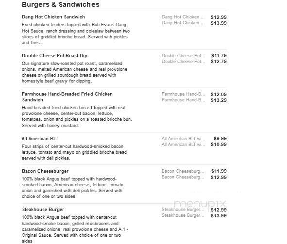 Bob Evans Restaurant - Flint, MI menu_pic