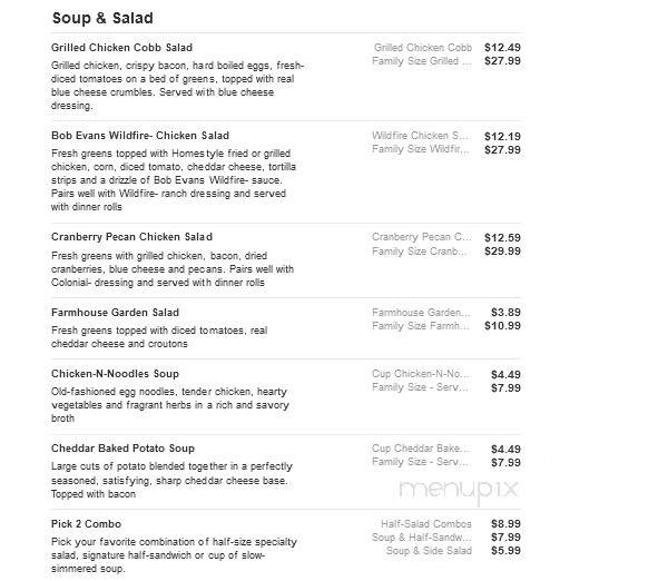Bob Evans Restaurant - Flint, MI menu_pic